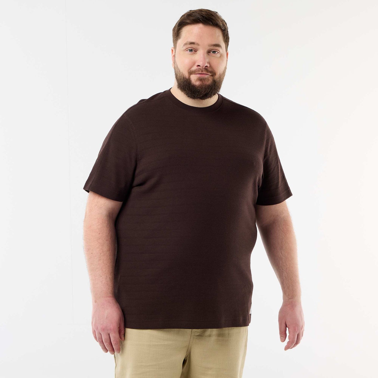Textured Ribbed T-shirt BROWN