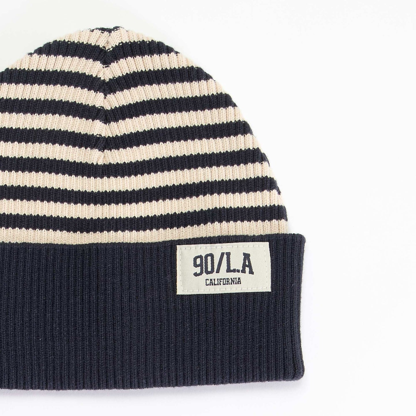 Striped Beanie with Cuff BLUE