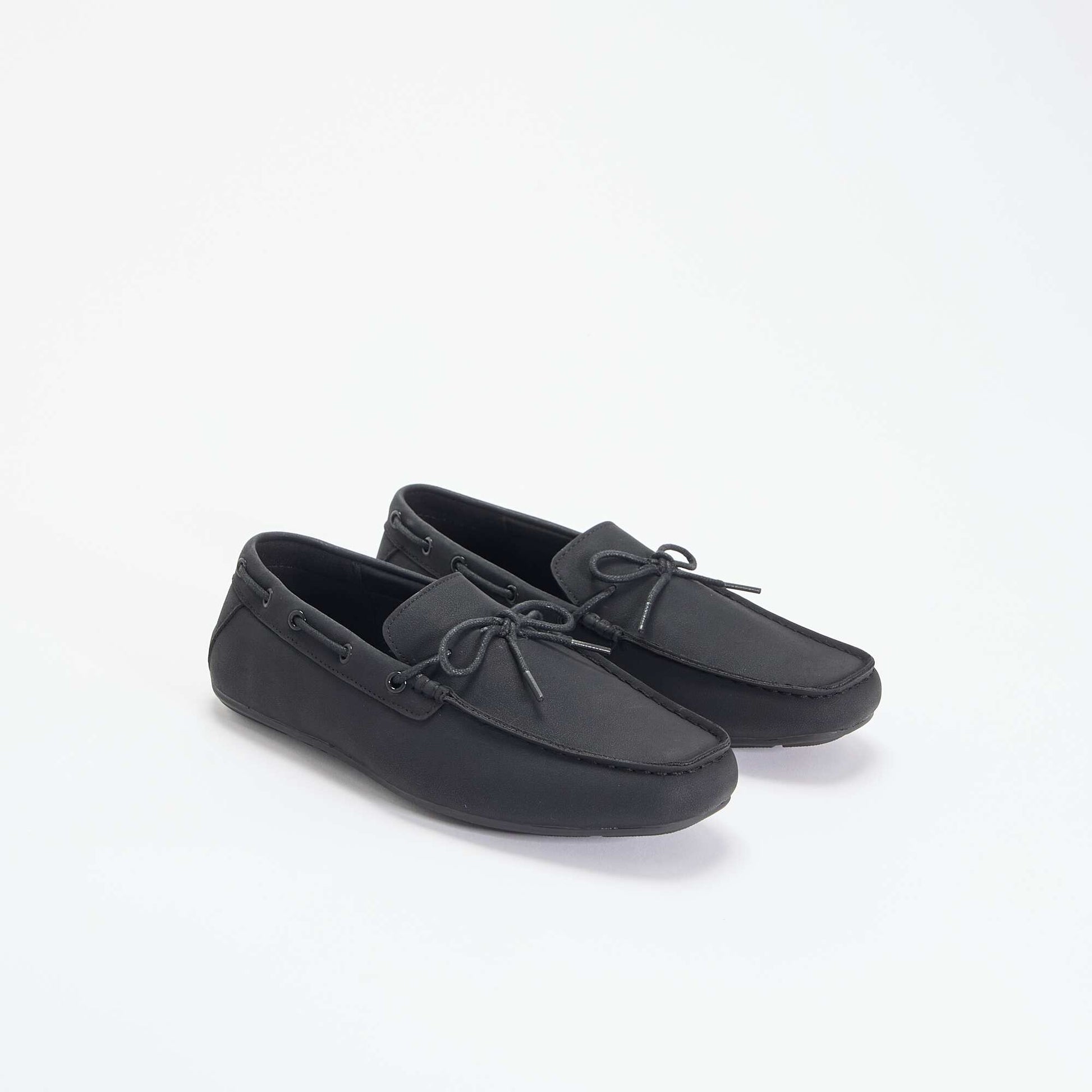 Plain Suedette Loafers BLACK