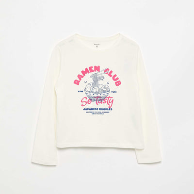 Long-sleeve printed T-shirt WHITE