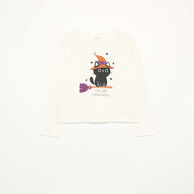 Long-sleeve printed T-shirt WHITE