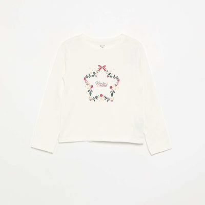 Long-sleeve printed T-shirt WHITE