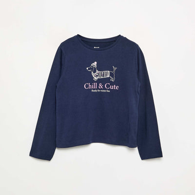 Long-sleeve printed T-shirt BLUE