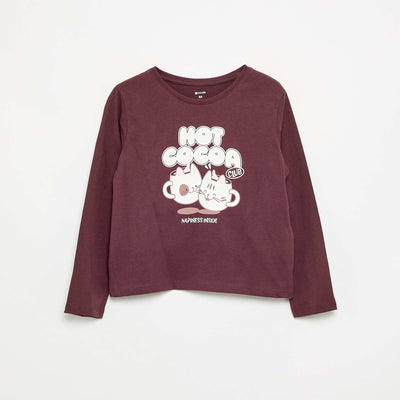 Long-sleeve printed T-shirt RED