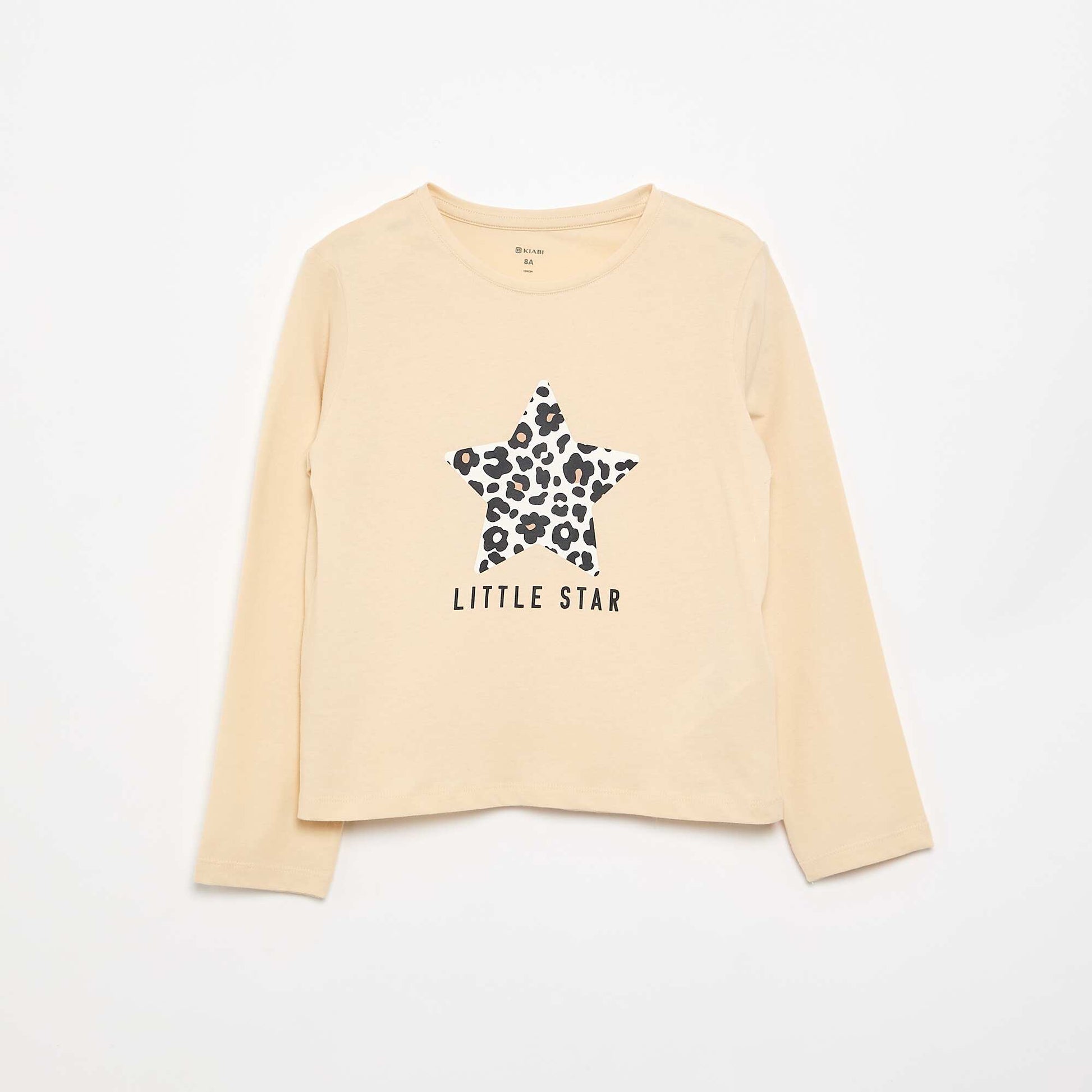 Long-sleeved T-shirt with print BEIGE