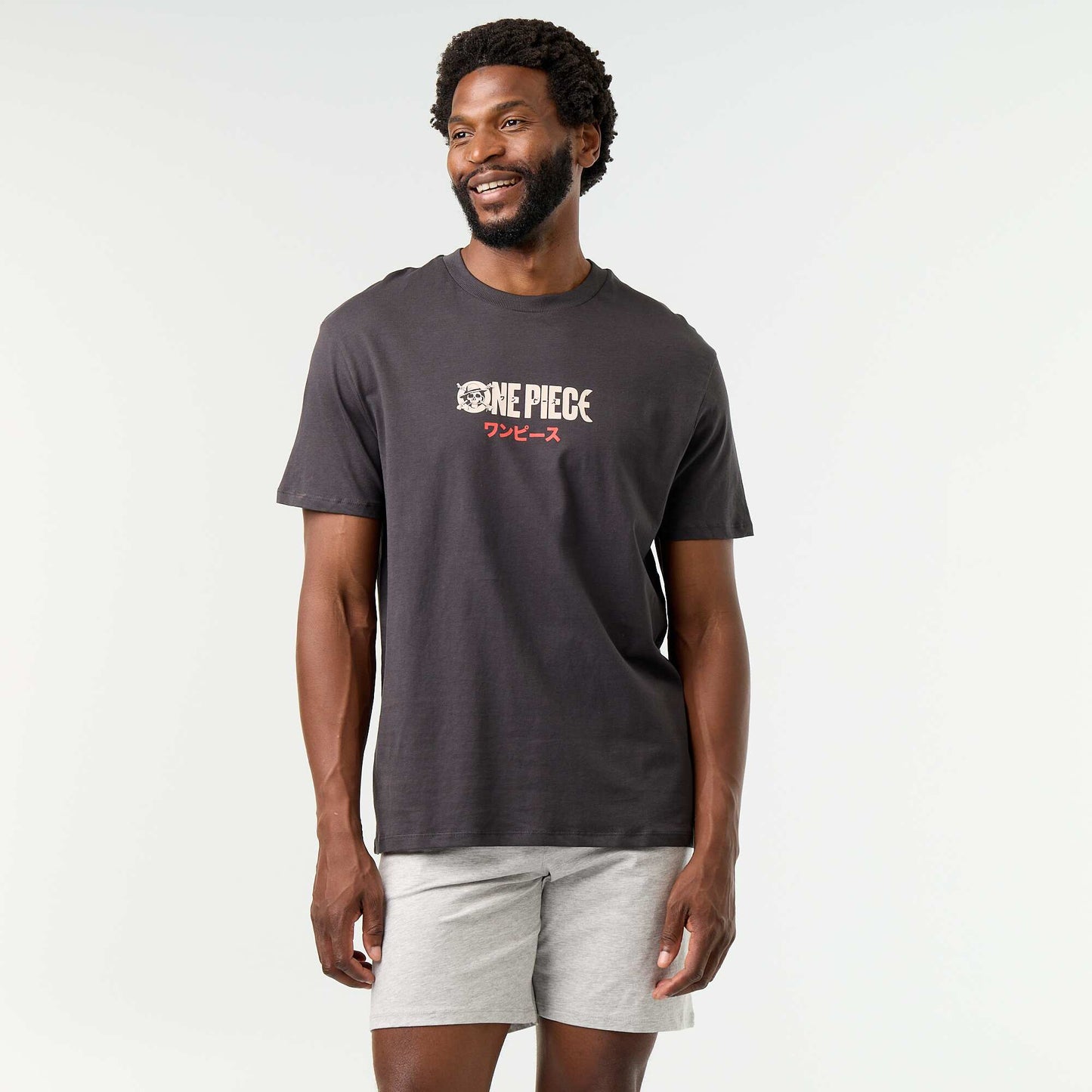 'One Piece' T-shirt + Shorts Pajama Set - 2 Pieces BLACK