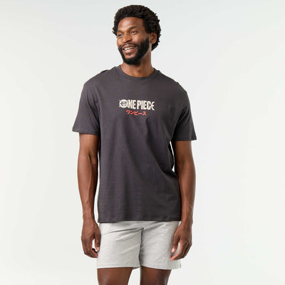 'One Piece' T-shirt + Shorts Pajama Set - 2 Pieces BLACK