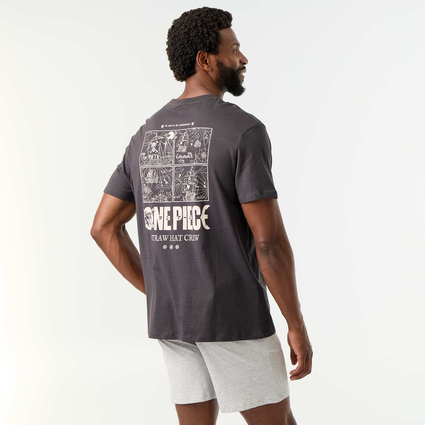 'One Piece' T-shirt + Shorts Pajama Set - 2 Pieces BLACK