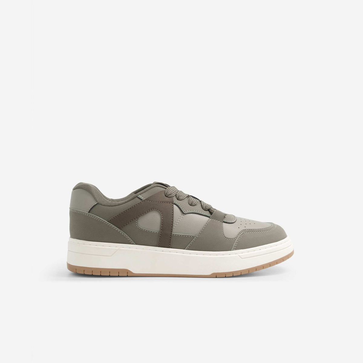 Low-top faux leather trainers KHAKI