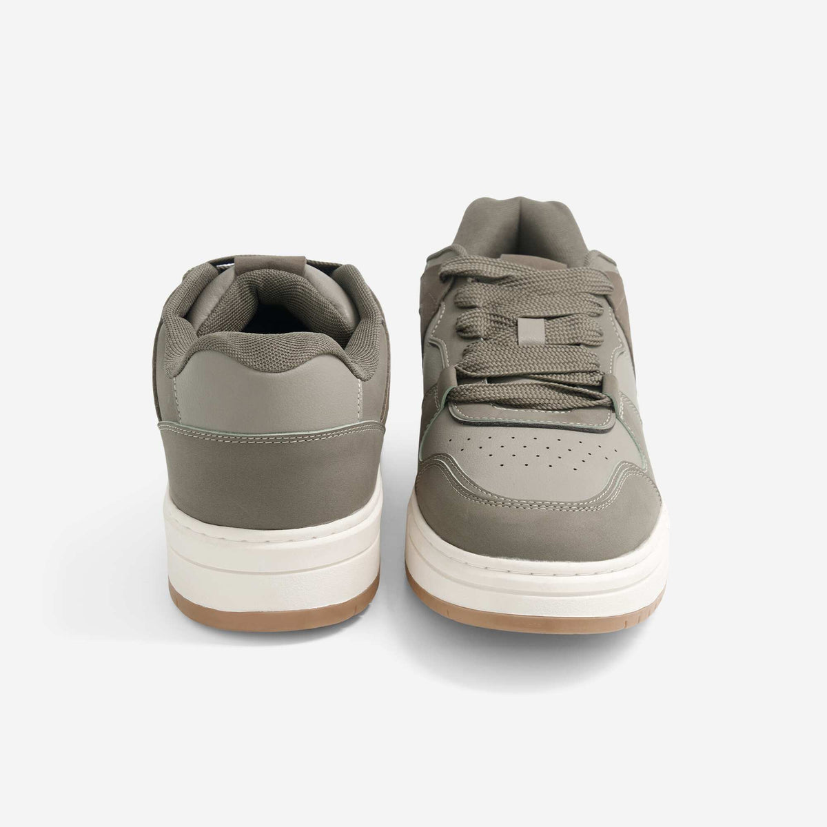 Low-top faux leather trainers KHAKI