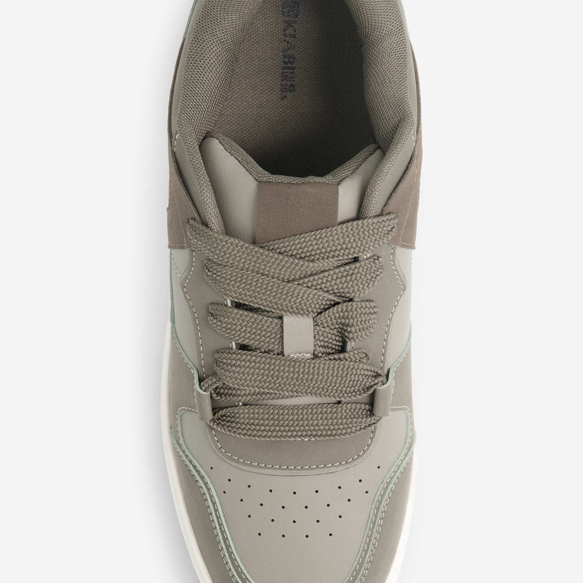 Low-top faux leather trainers KHAKI