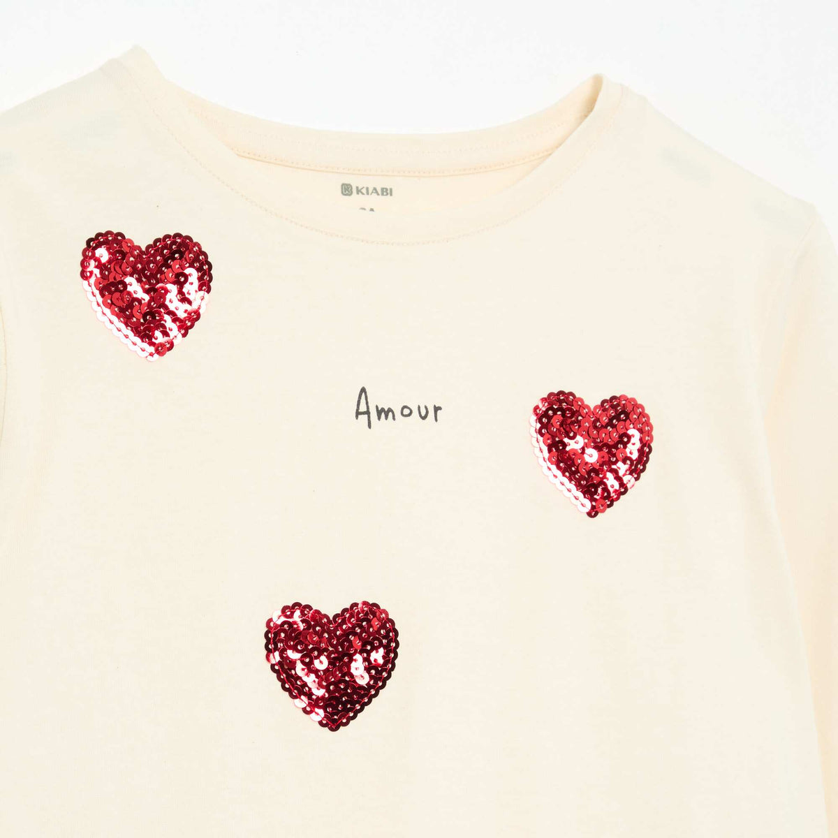 Long-sleeved T-shirt with graphic BEIGE