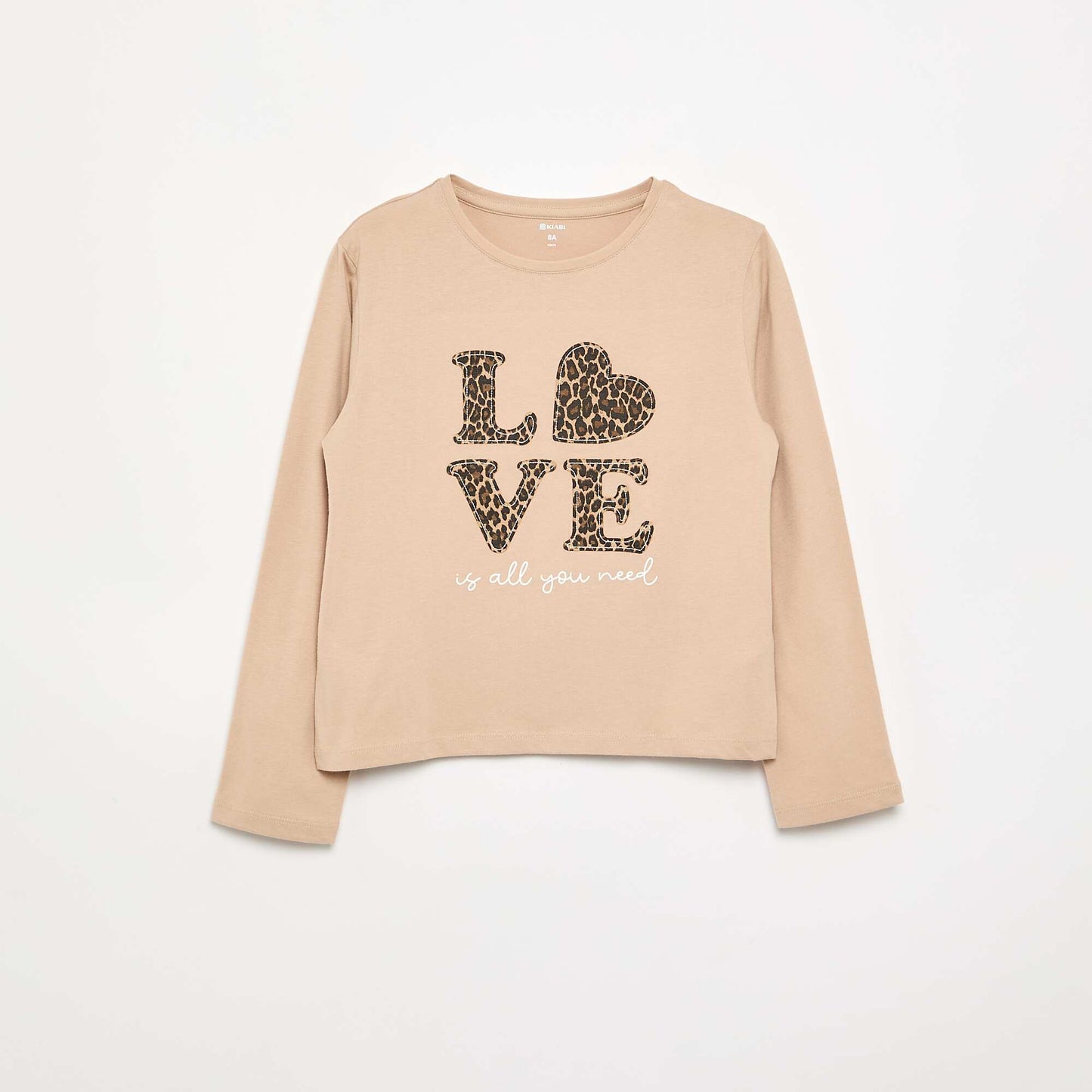 Long-sleeved T-shirt with graphic BEIGE