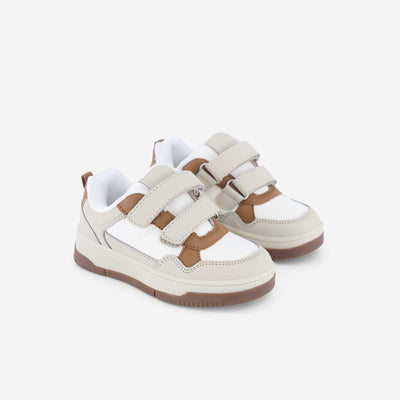Low-top faux leather sneakers BEIGE
