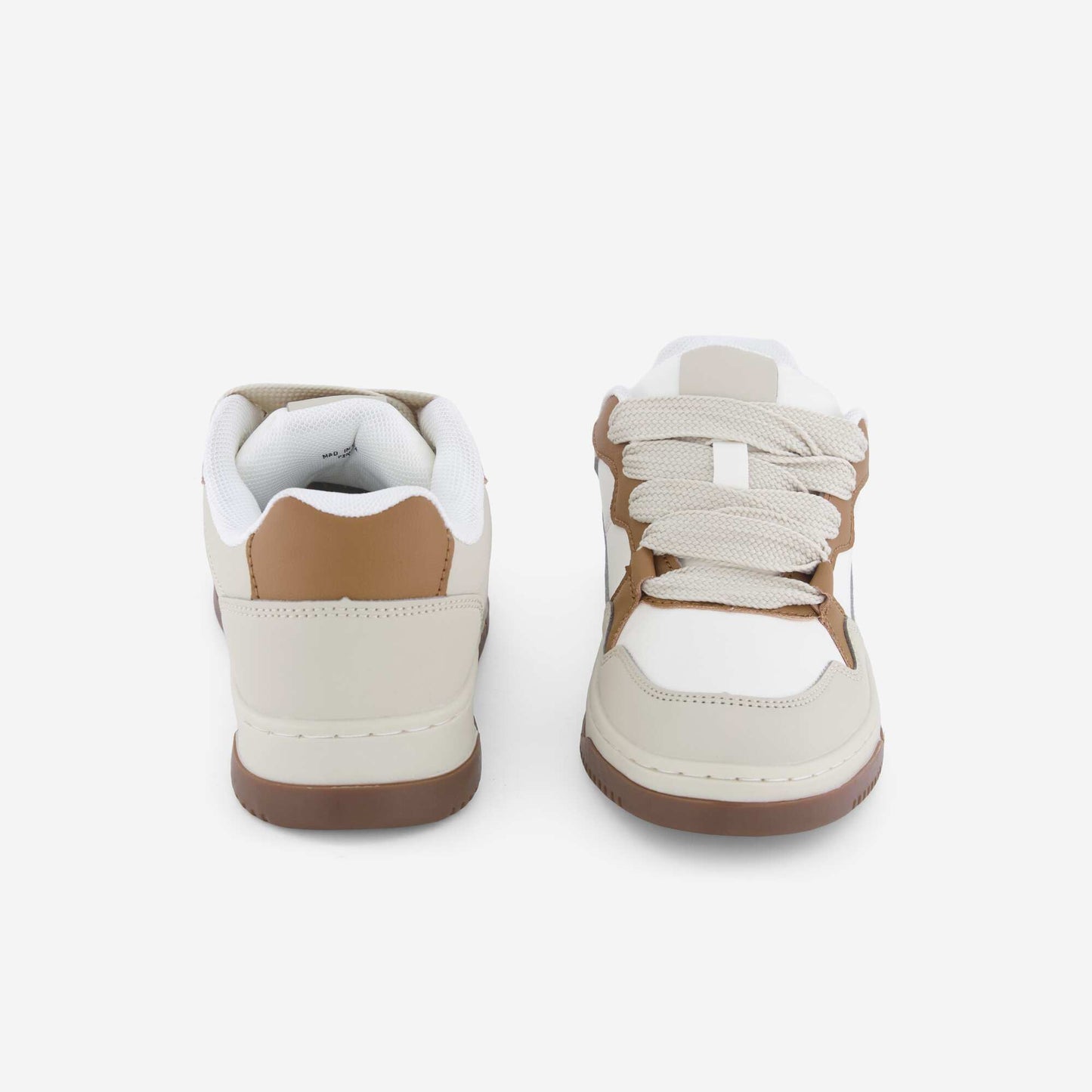 Faux Leather Low-Top Sneakers BEIGE