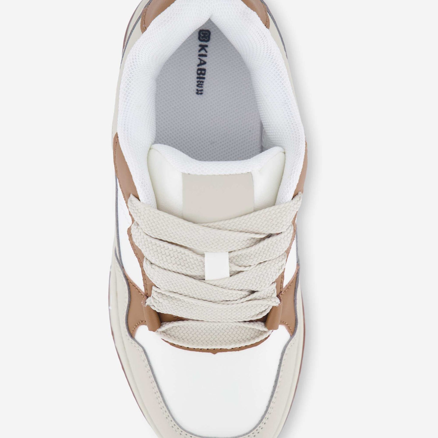 Faux Leather Low-Top Sneakers BEIGE