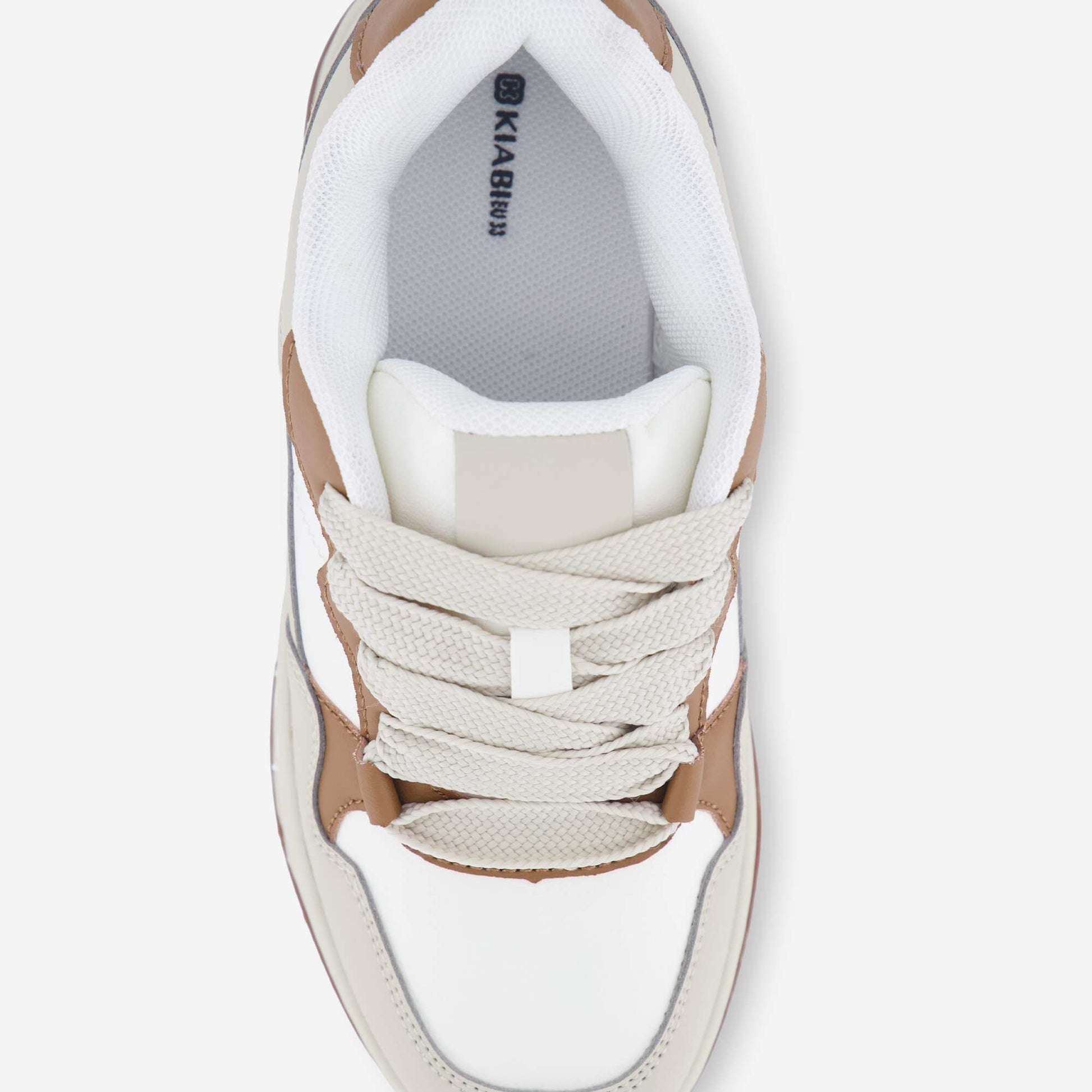Faux Leather Low-Top Sneakers BEIGE