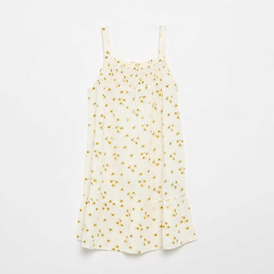 All-over print dress with thin straps BEIGE