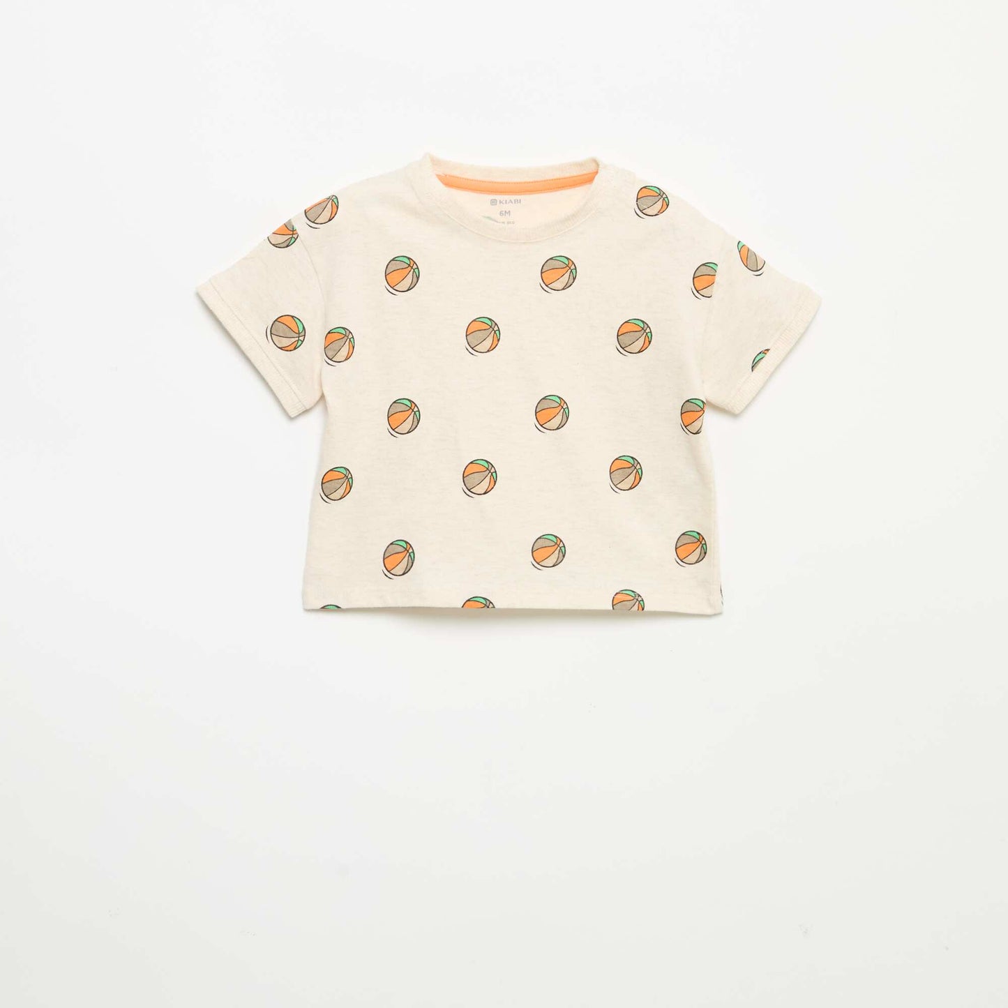 Short-sleeved printed T-shirt BEIGE