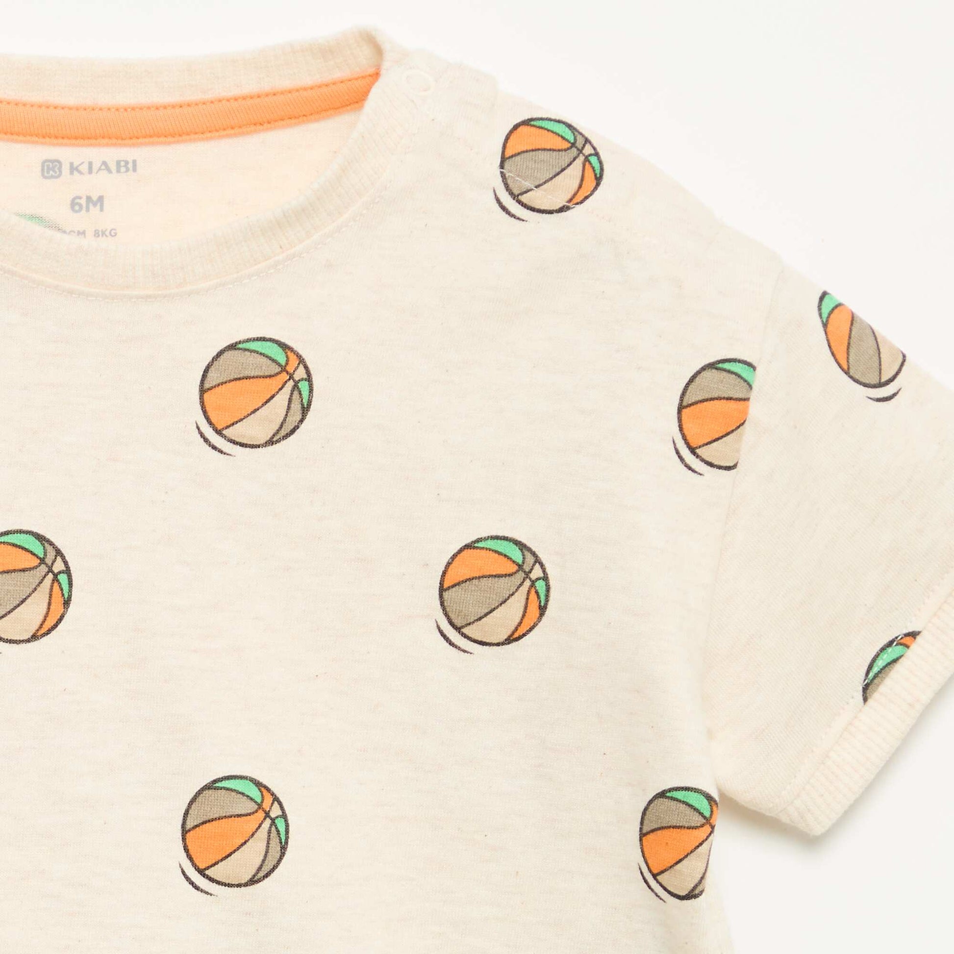 Short-sleeved printed T-shirt BEIGE
