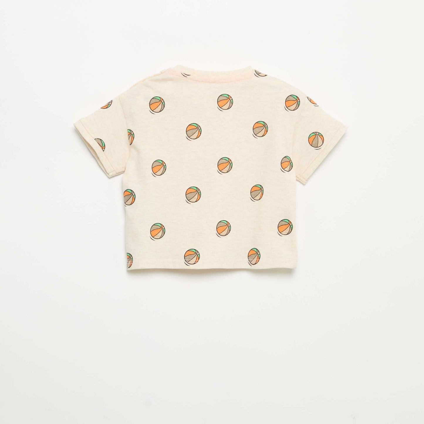 Short-sleeved printed T-shirt BEIGE