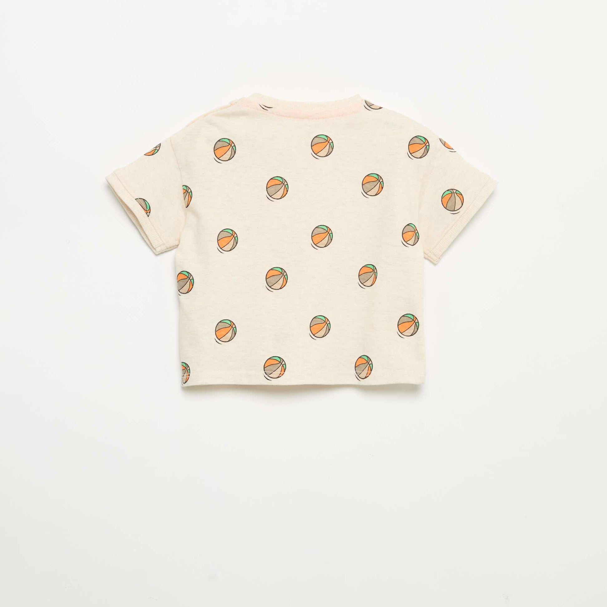 Short-sleeved printed T-shirt BEIGE
