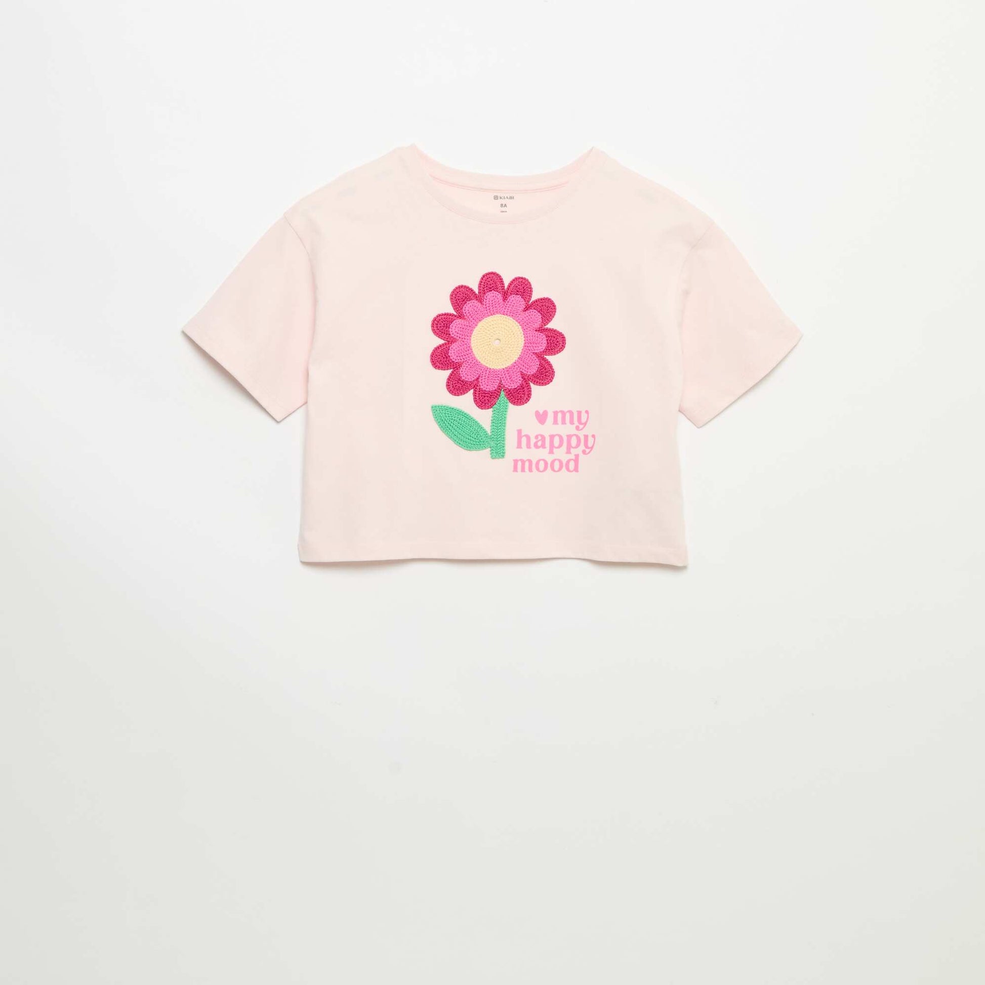 Short-sleeved T-shirt with embroidery PINK
