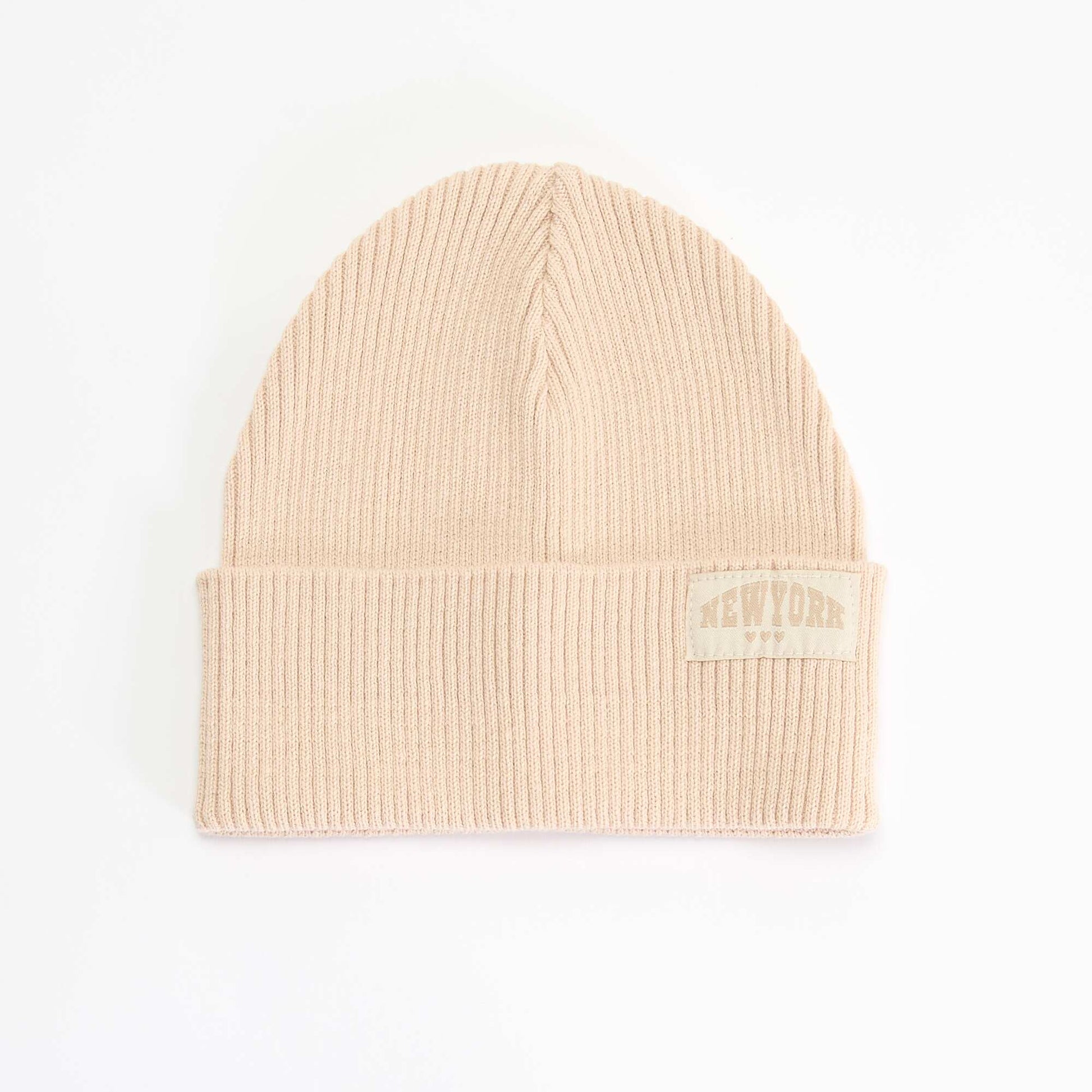 Solid Beanie with Cuff BEIGE