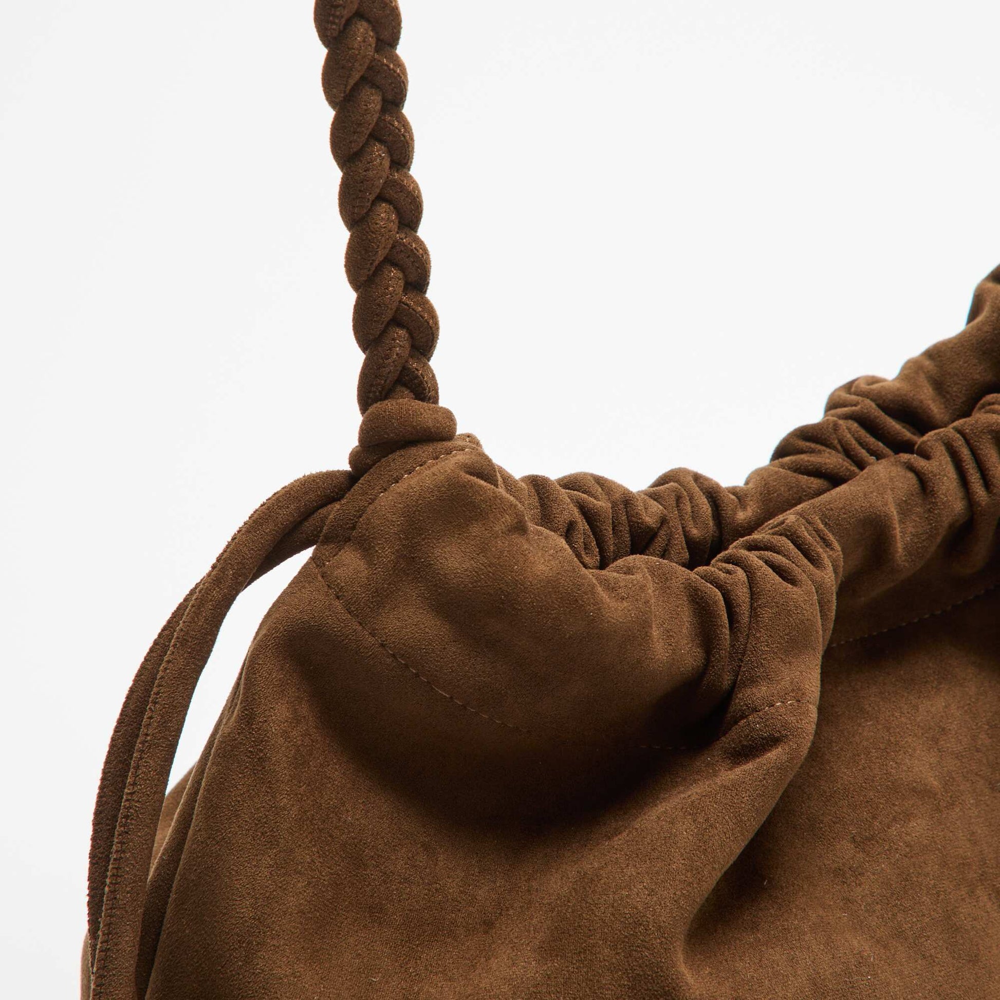 Faux Suede Bucket Bag KHAKI