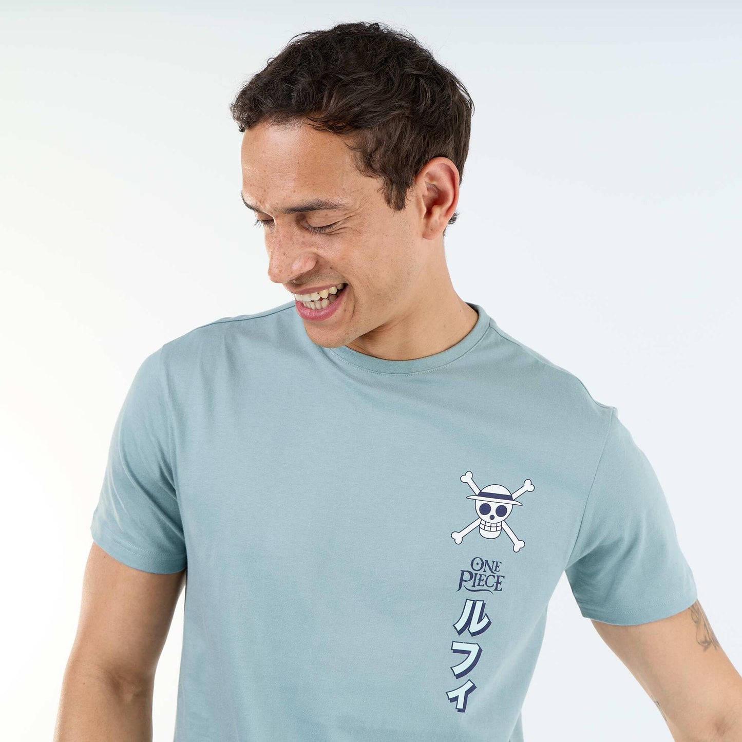 'One Piece' short-sleeved t-shirt with front/back print BLUE