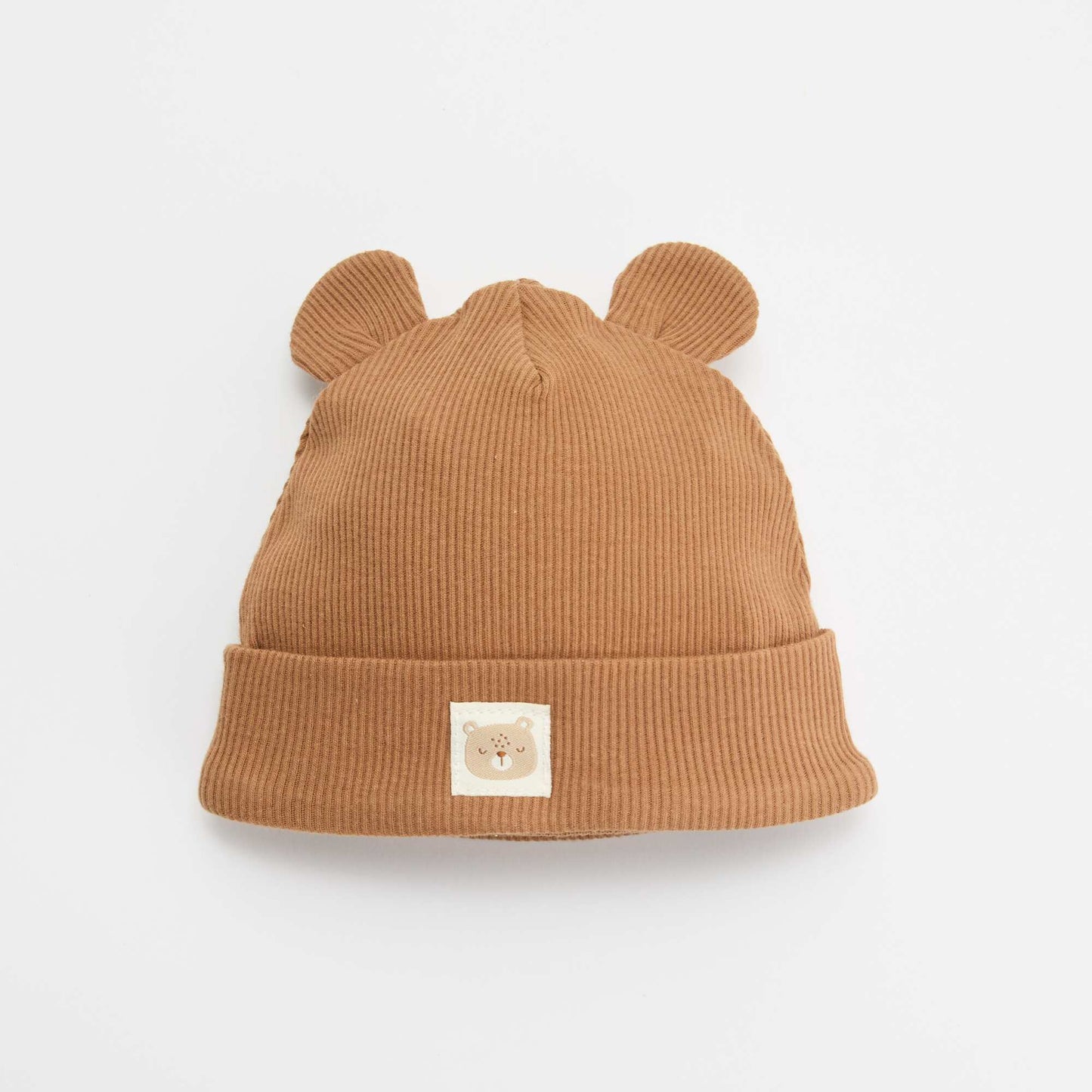 Ribbed beanie with ears BEIGE