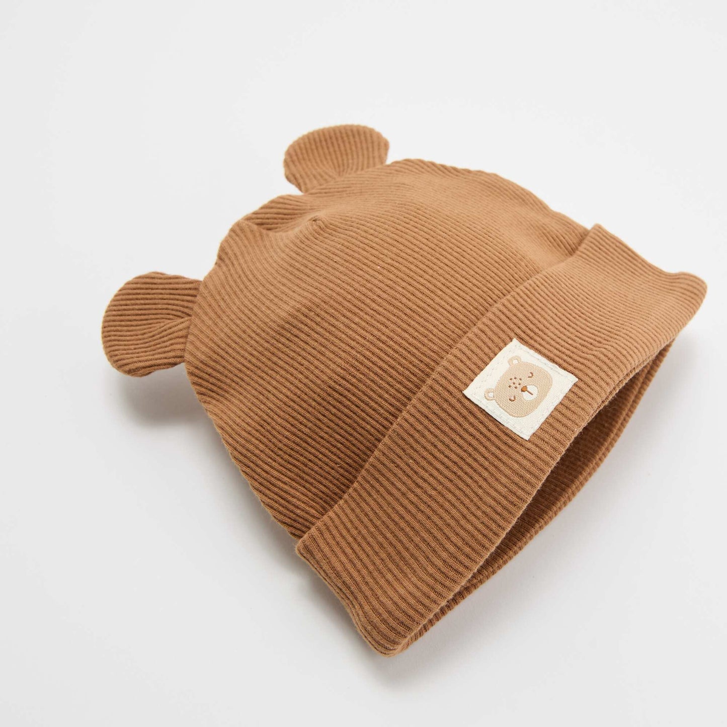 Ribbed beanie with ears BEIGE