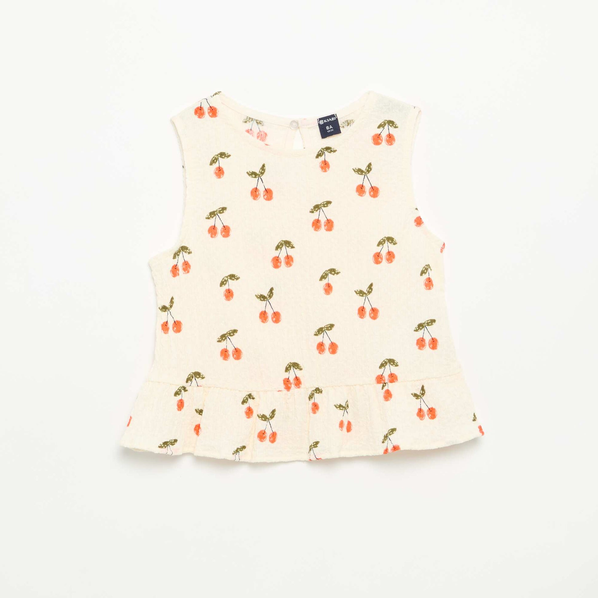 Waffle-Knit Sleeveless Blouse WHITE