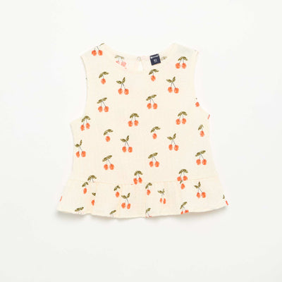 Waffle-Knit Sleeveless Blouse WHITE