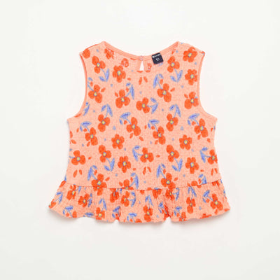 Waffle-Knit Sleeveless Blouse ORANGE