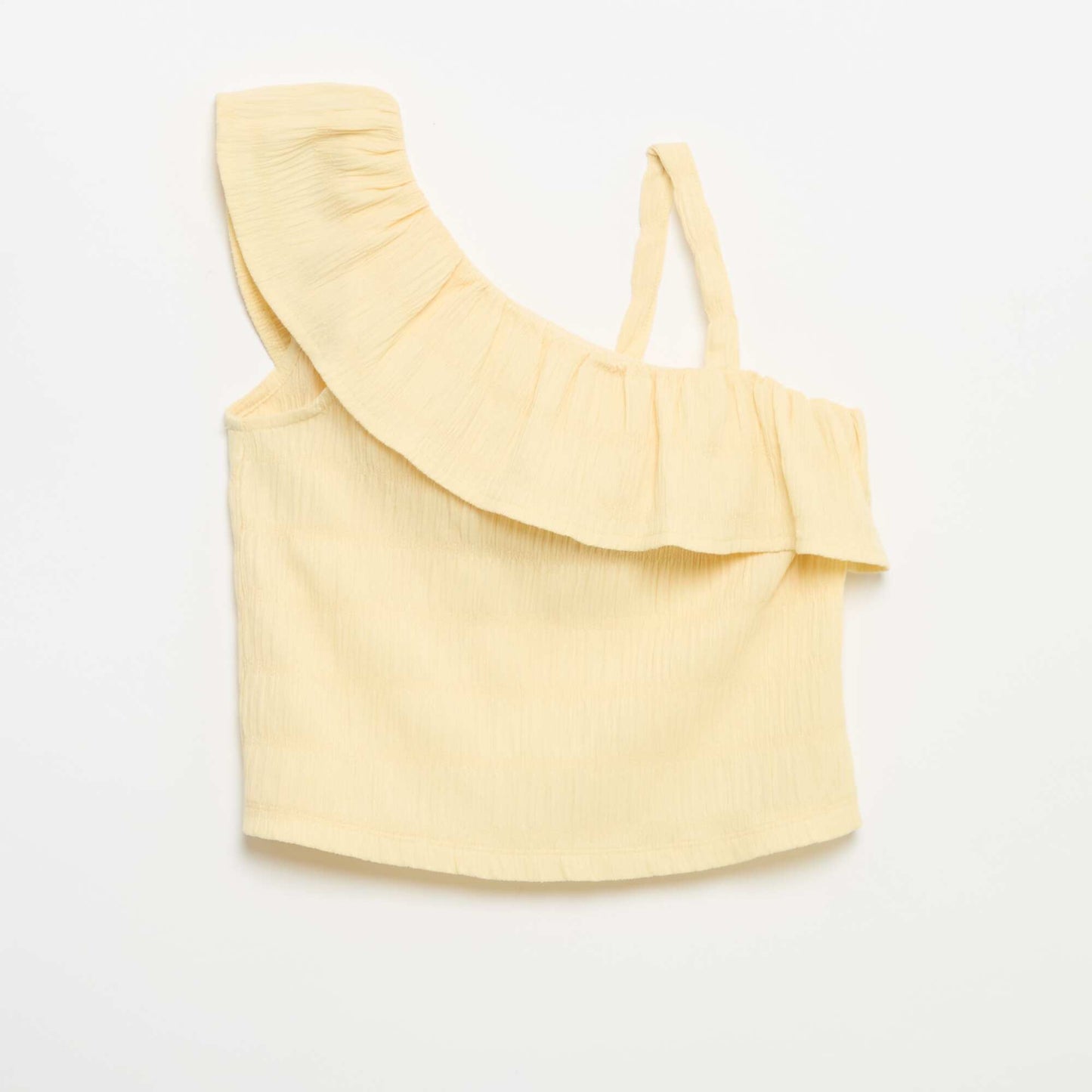 Waffle Knit Tank Top with Asymmetrical Neckline YELLOW