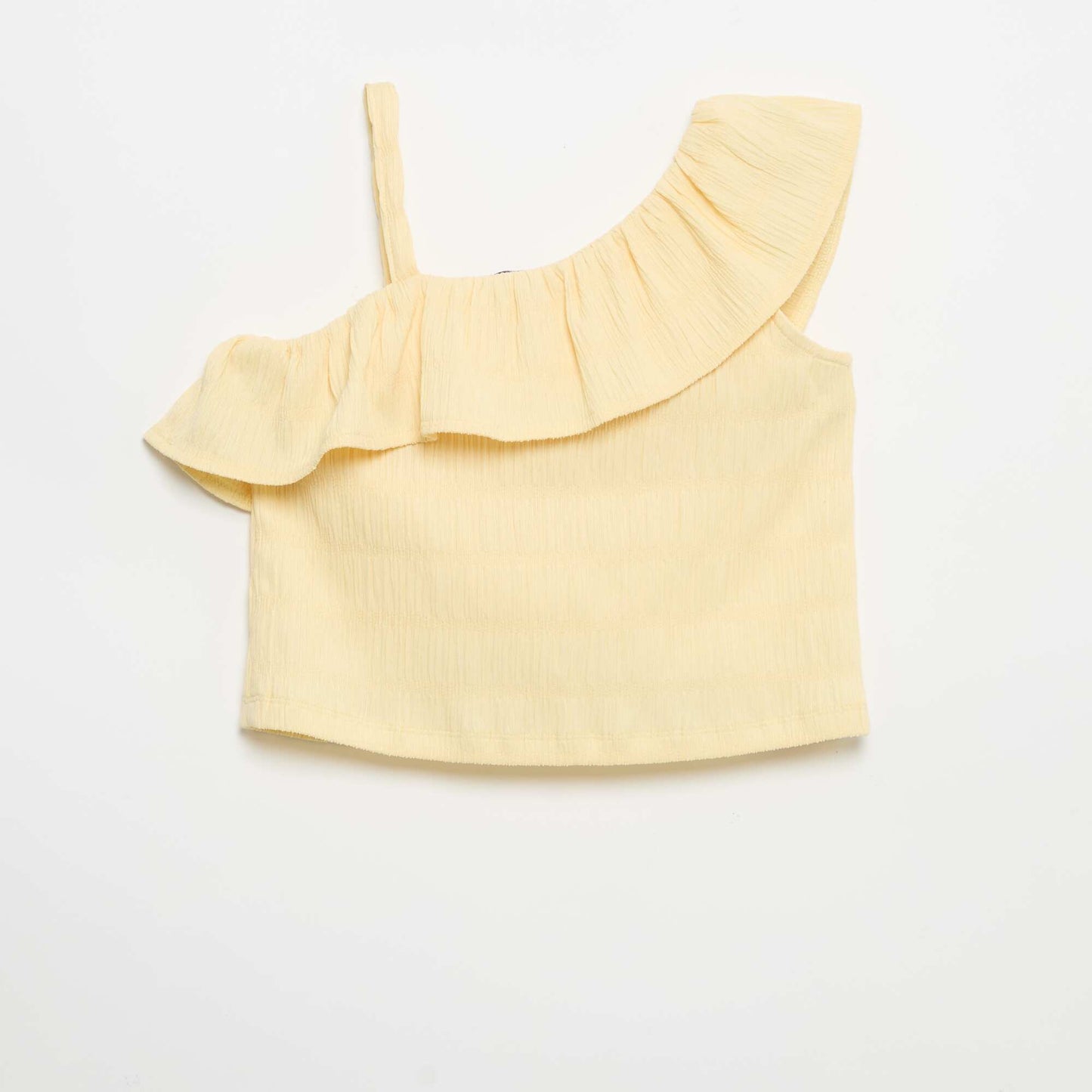 Waffle Knit Tank Top with Asymmetrical Neckline YELLOW