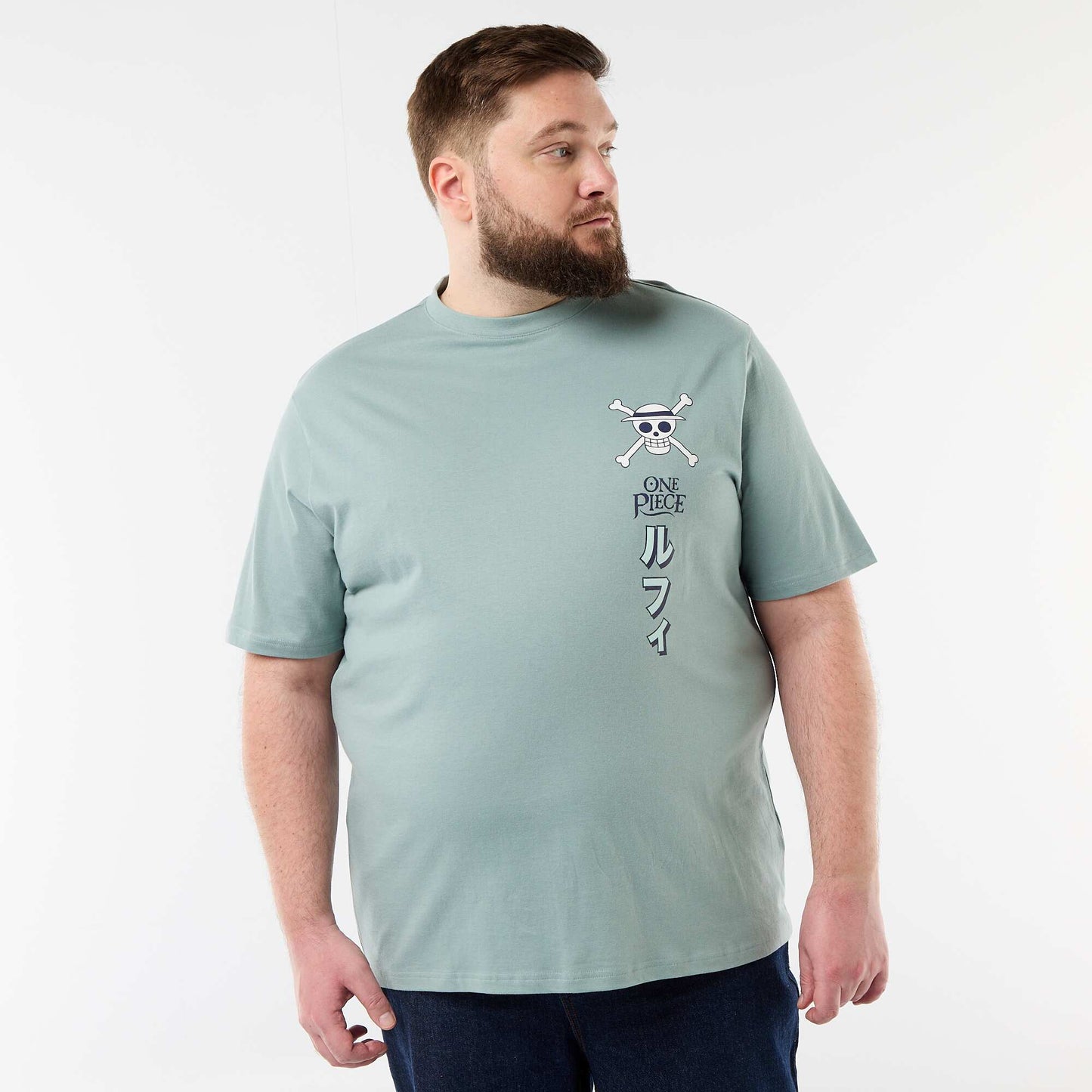 'One Piece' Double-Sided Print T-Shirt BLUE