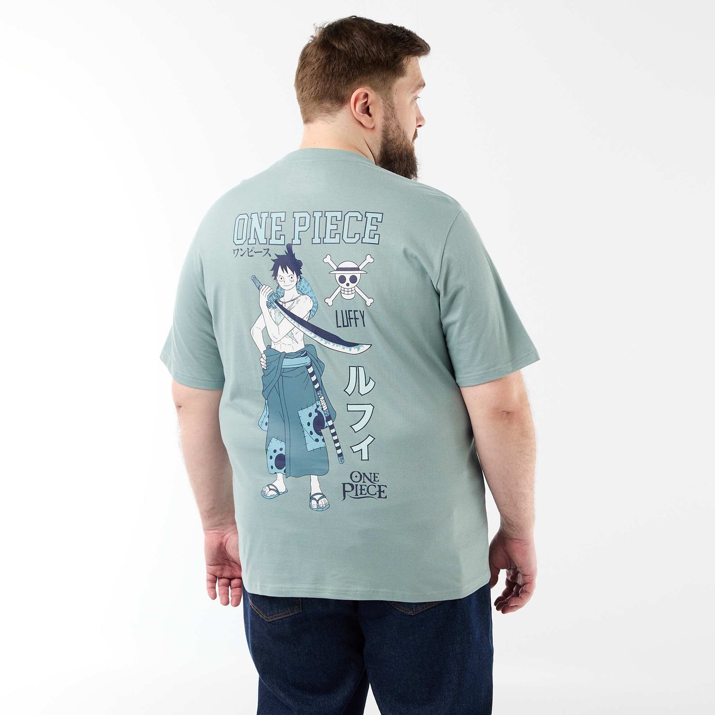'One Piece' Double-Sided Print T-Shirt BLUE