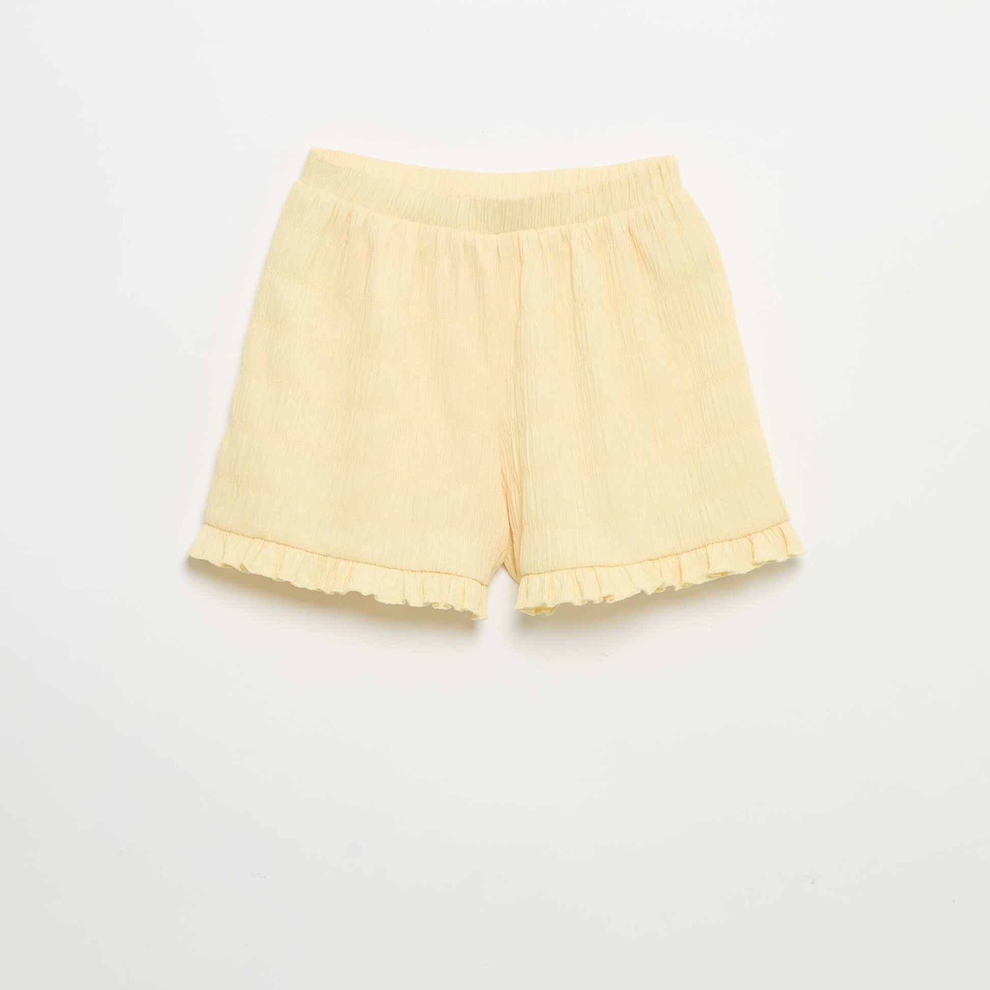 Solid Waffle Knit Shorts YELLOW