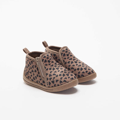 Leopard Print Bootie Slippers BROWN