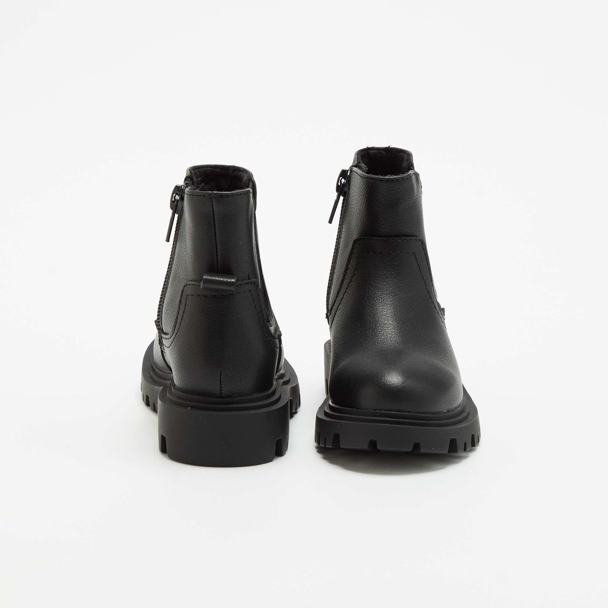 Faux Leather Boots BLACK