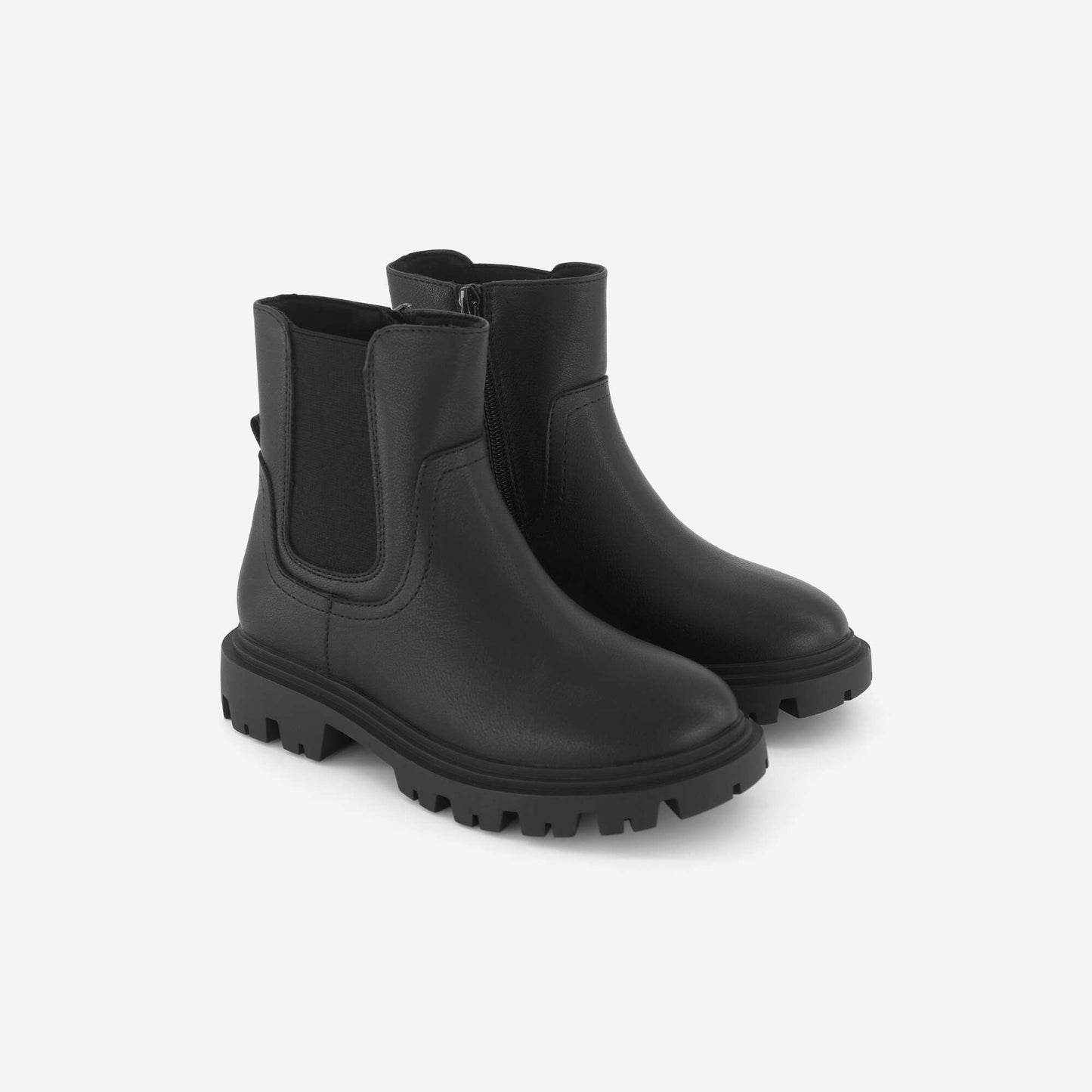 Faux leather boots with lug sole BLACK