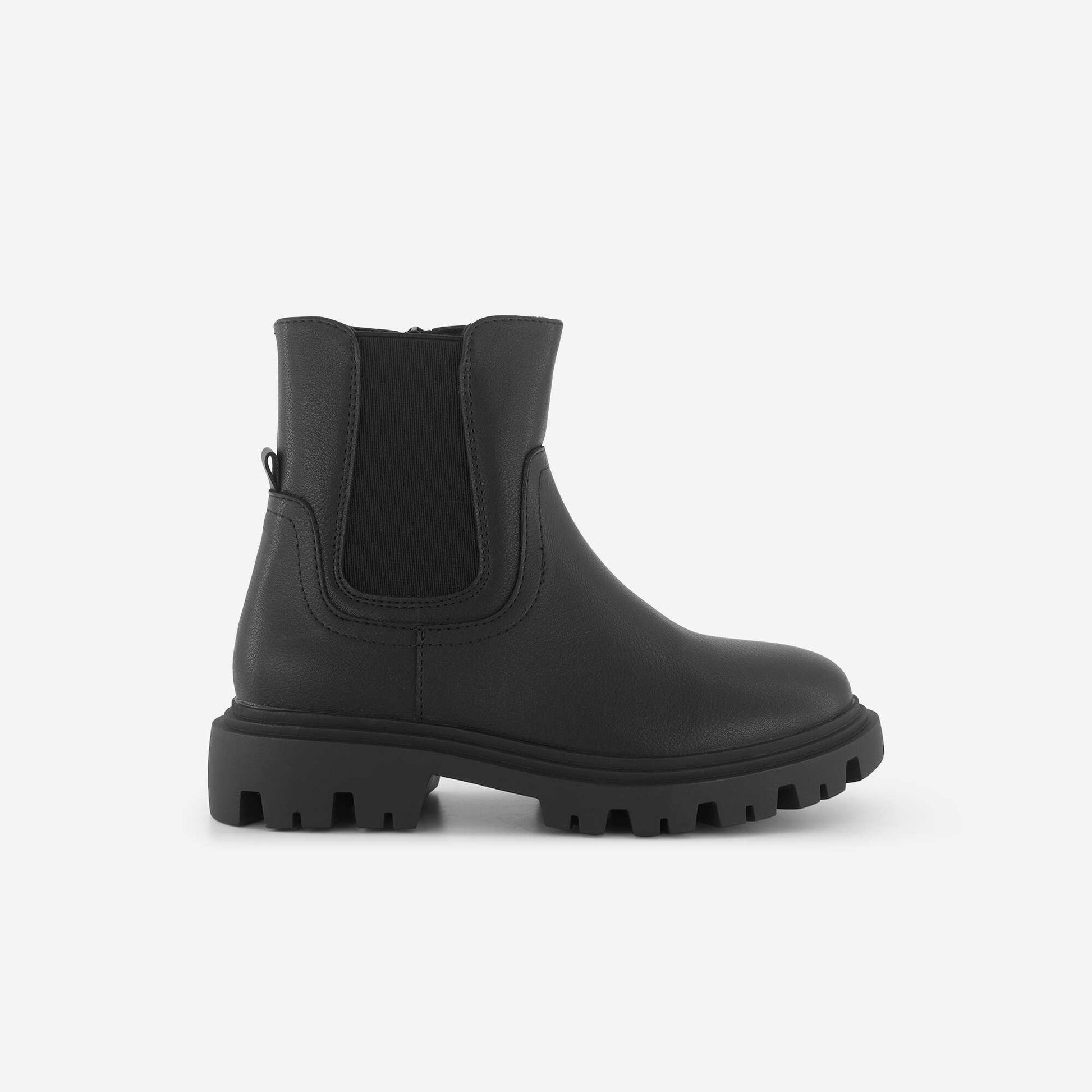 Faux leather boots with lug sole BLACK