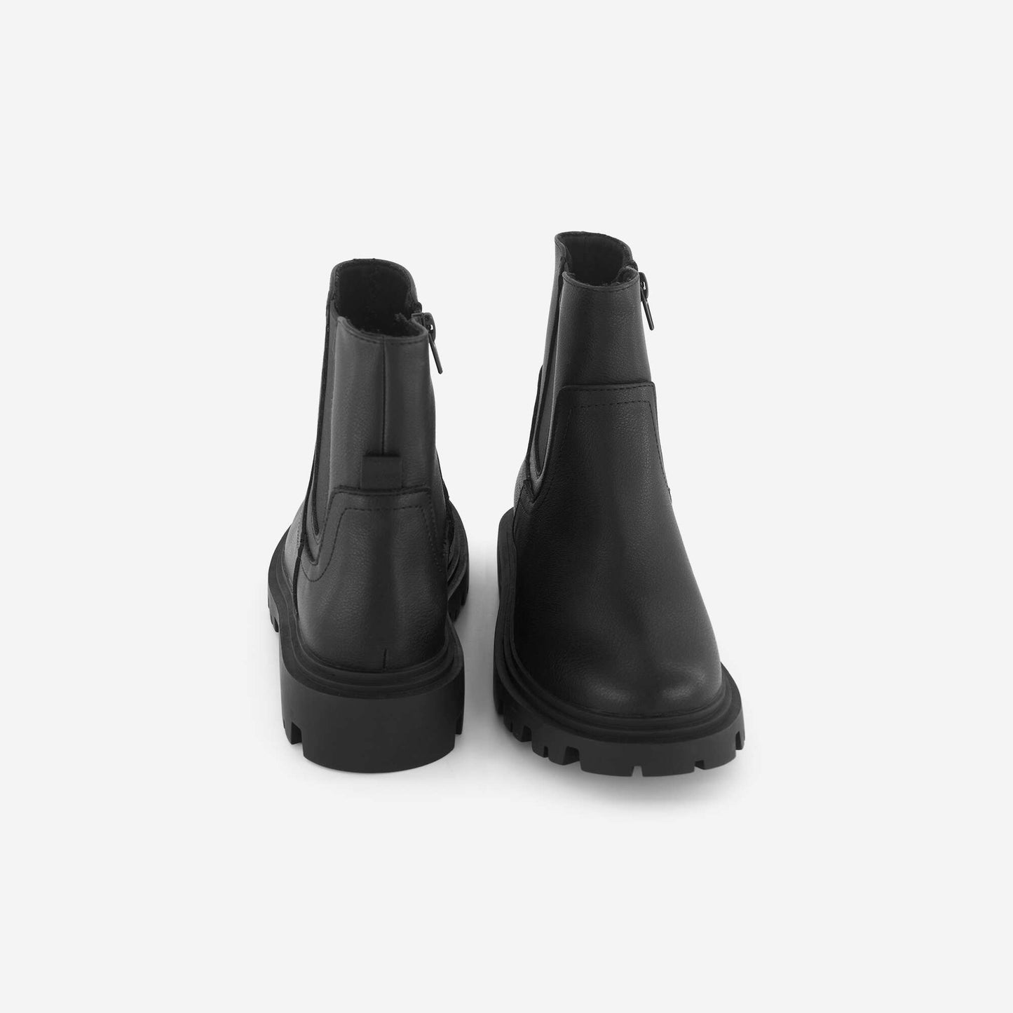Faux leather boots with lug sole BLACK