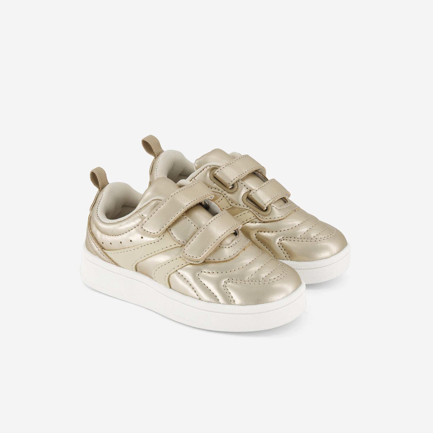 Golden Sneakers with Hook-and-Loop Straps and Laces YELLOW