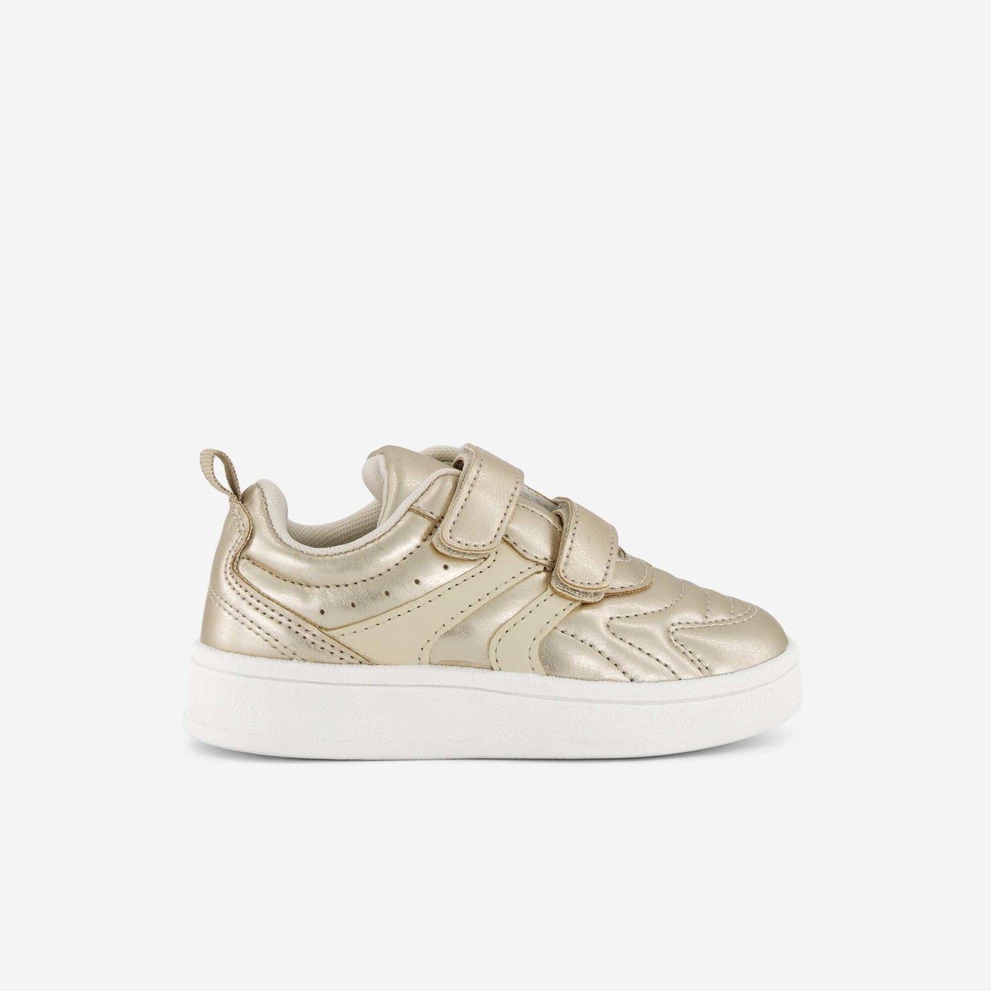 Golden Sneakers with Hook-and-Loop Straps and Laces YELLOW