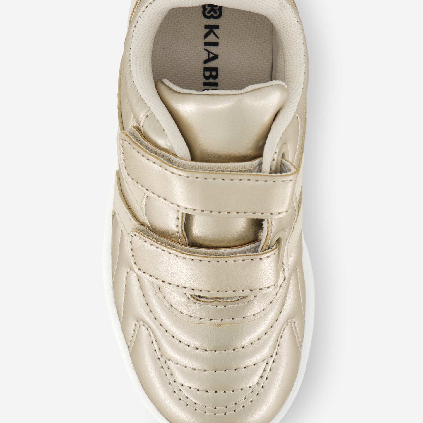Golden Sneakers with Hook-and-Loop Straps and Laces YELLOW