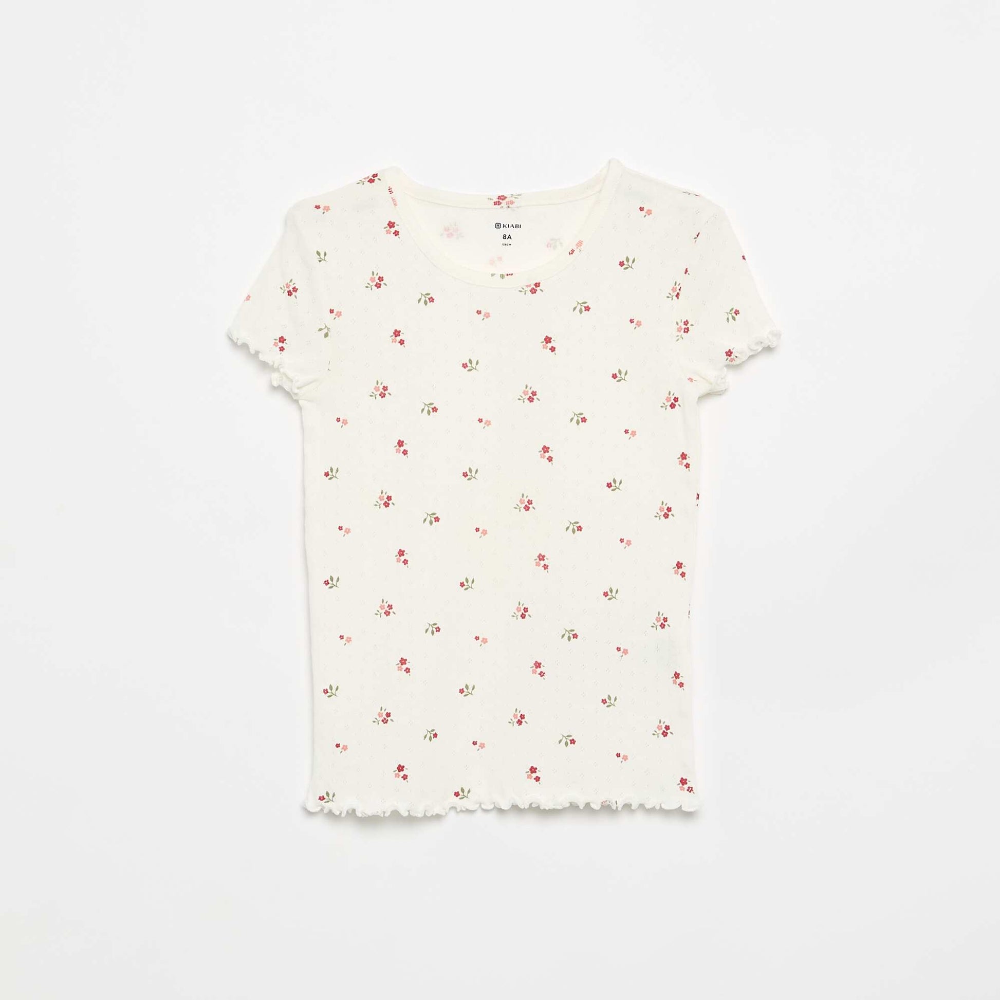 Pointelle Knit T-shirt and Shorts Pajama Set - 2 Pieces WHITE