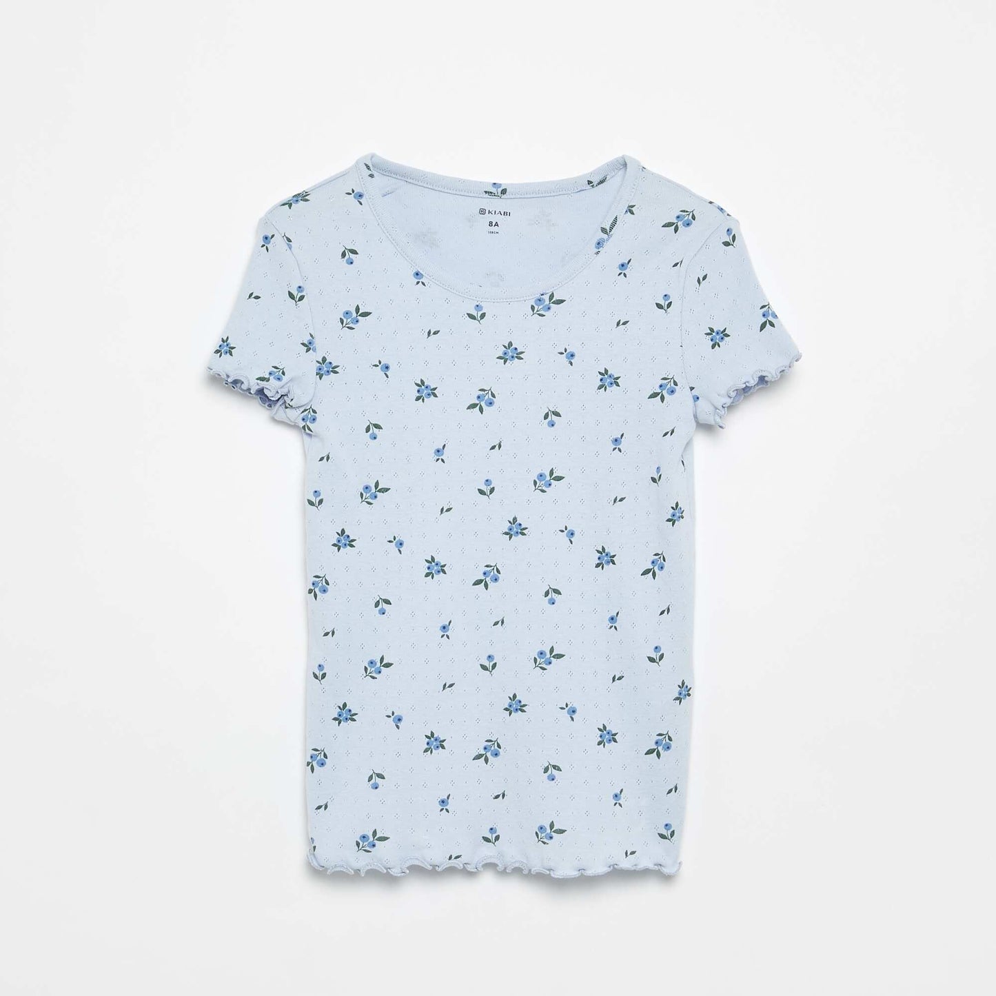 Pointelle Knit T-shirt and Shorts Pajama Set - 2 Pieces BLUE